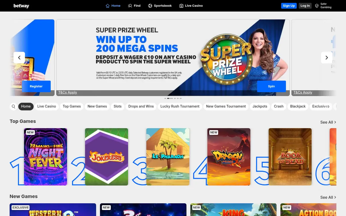 Betway promotions page