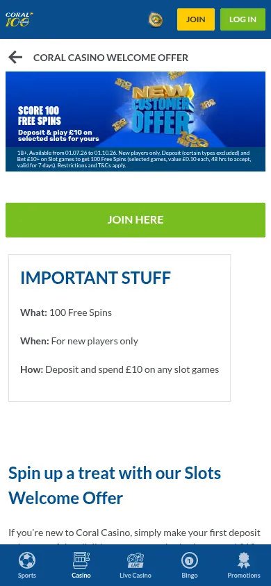 Coral mobile site