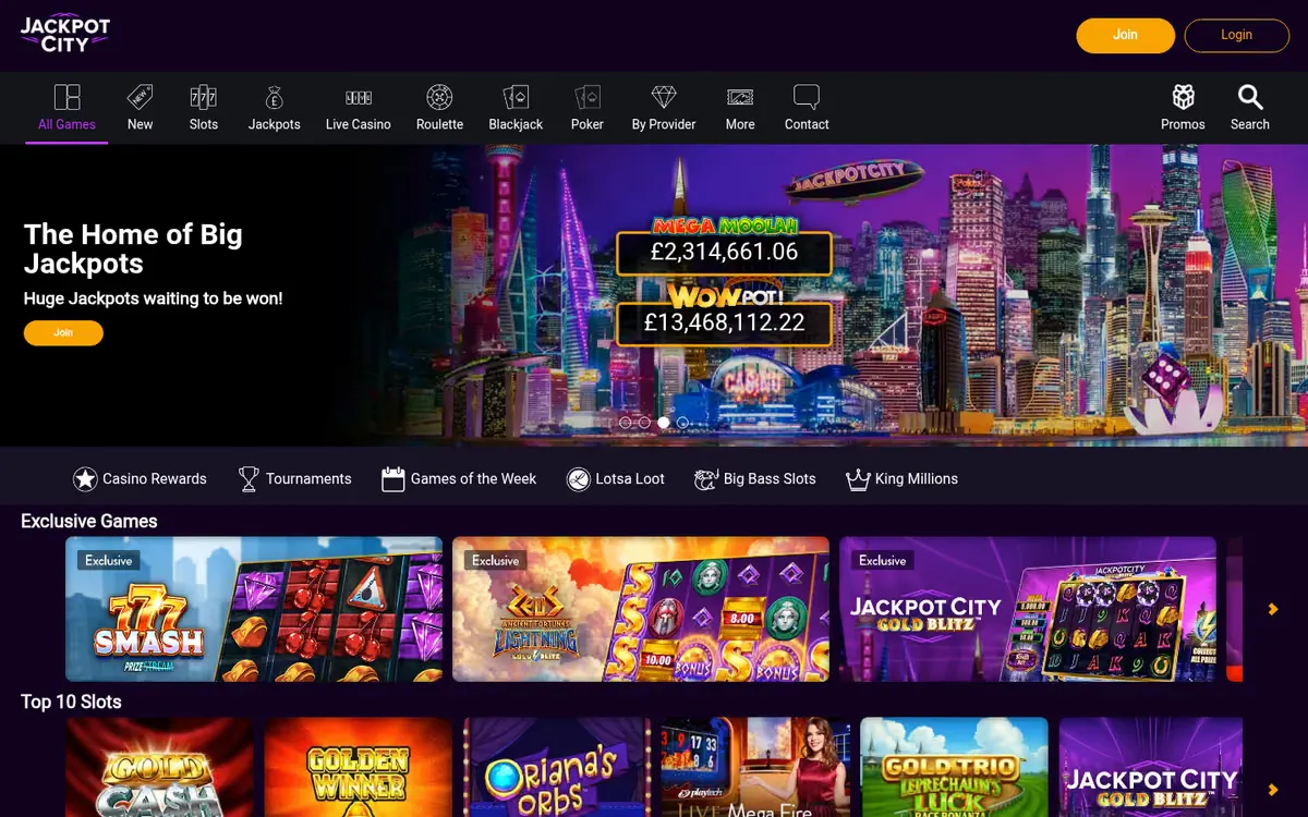 Jackpot City promotions page