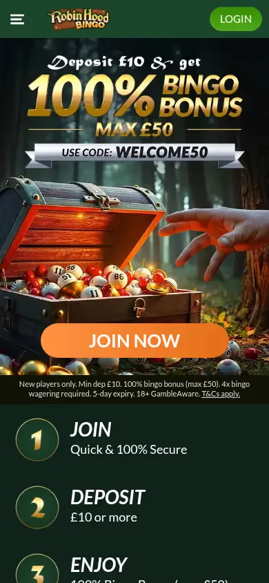 Robin Hood Bingo mobile site