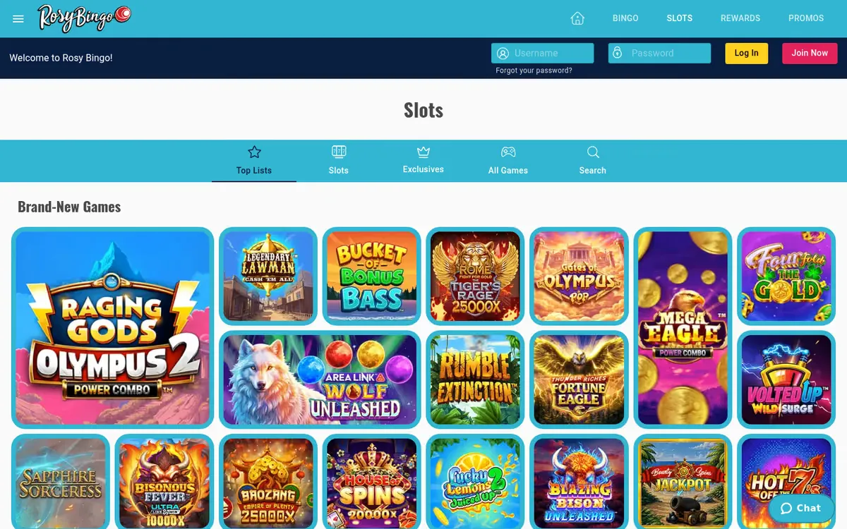 Rosy Bingo slots lobby
