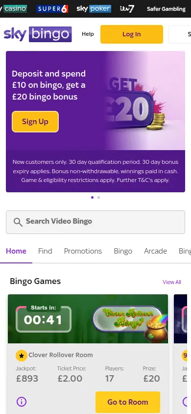 Sky Bingo mobile site