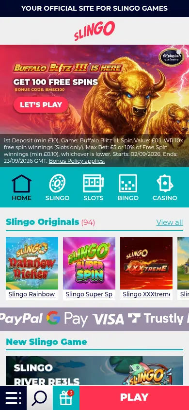 Slingo mobile site