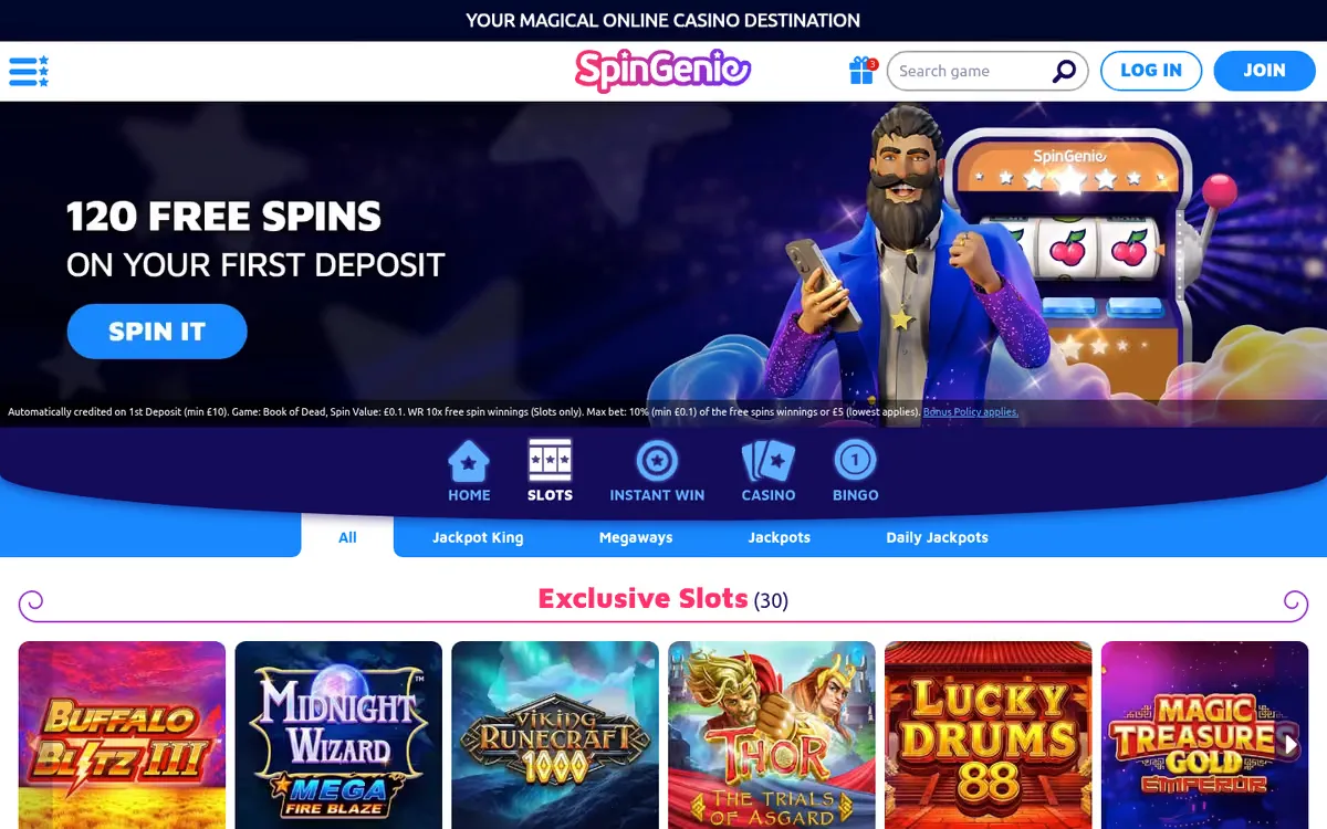 Spin Genie slots lobby